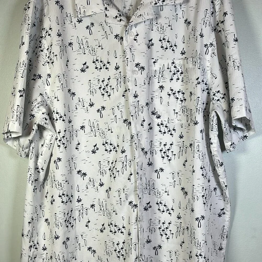 Men's 2XLT SeersuckerHawaiian Camp Button Up Shirt Father's Day Gift BBQ MobLife
